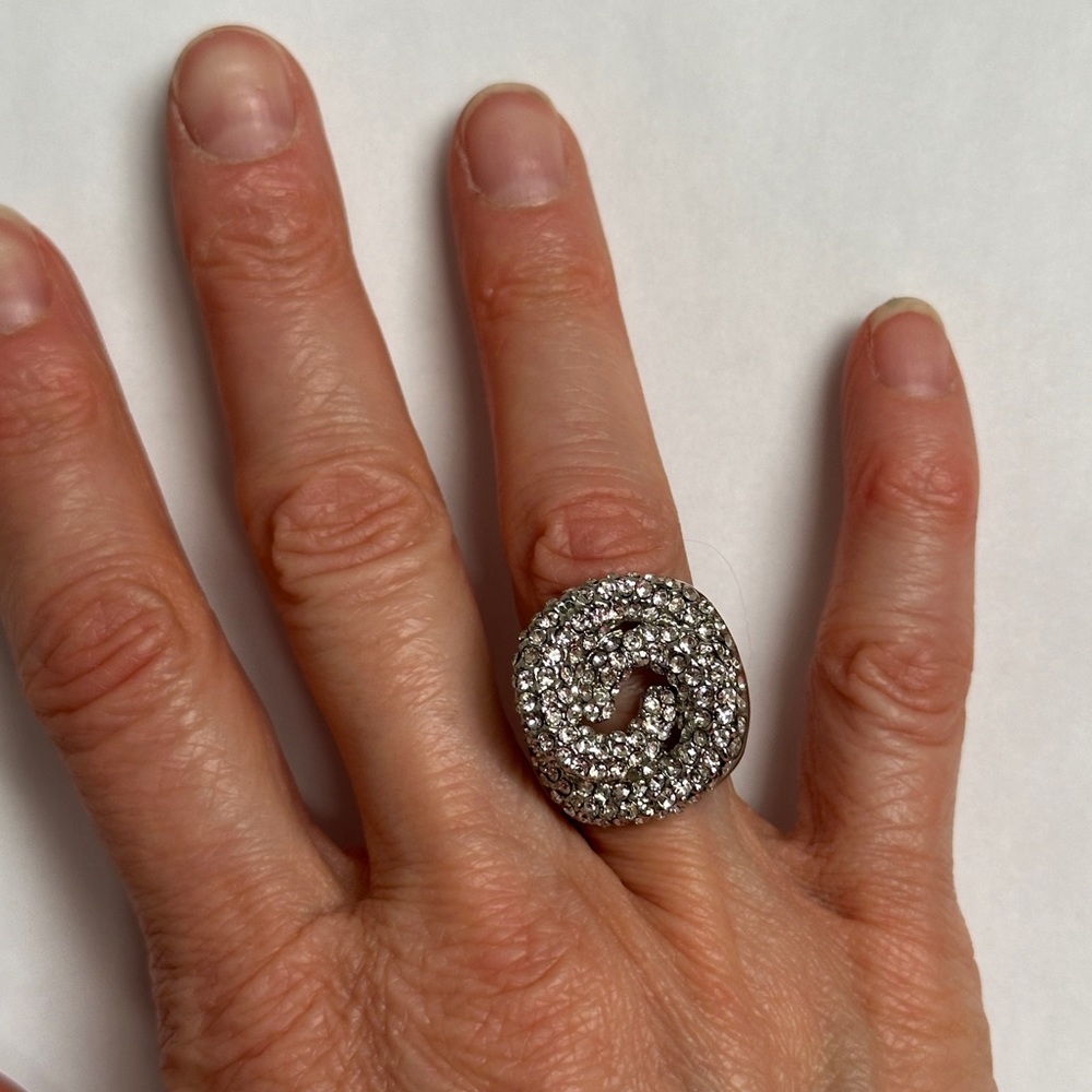 Silver Knit Cocktail Ring